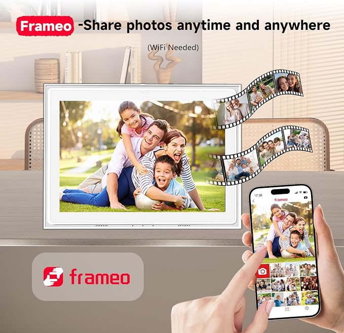 10.1 Inch FRAMEO Digital Photo Frame WiFi 32GB 800 * 1280 IPS Touch Screen Digital Picture Frame Easy Setup Share Photo or Video via Frameo APP