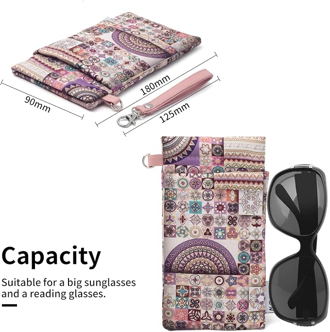 Face Shadow Double Glasses Case Soft Eyeglass Case For Women Men Squeeze Top Sunglasses Case With Cleaning Cloth
