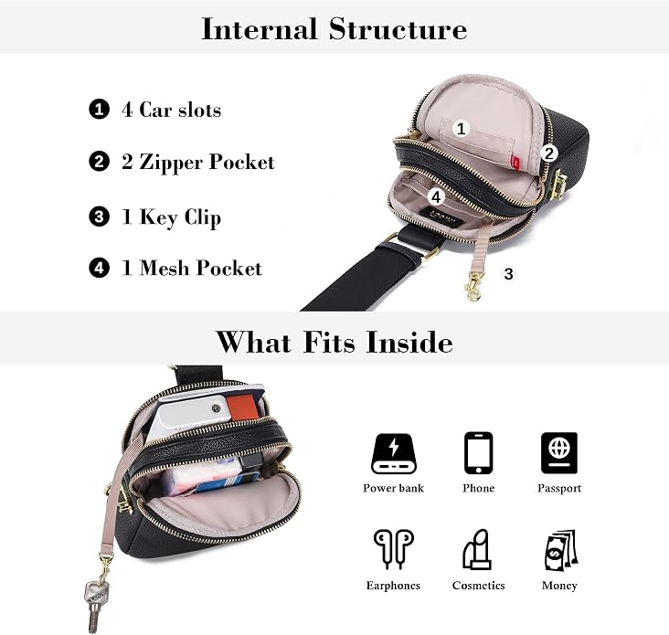 Anti Theft Crossbody Bag for Women, Small RFID Blocking Sling Purse with Zipper Lock for Travel, Vegan Leather