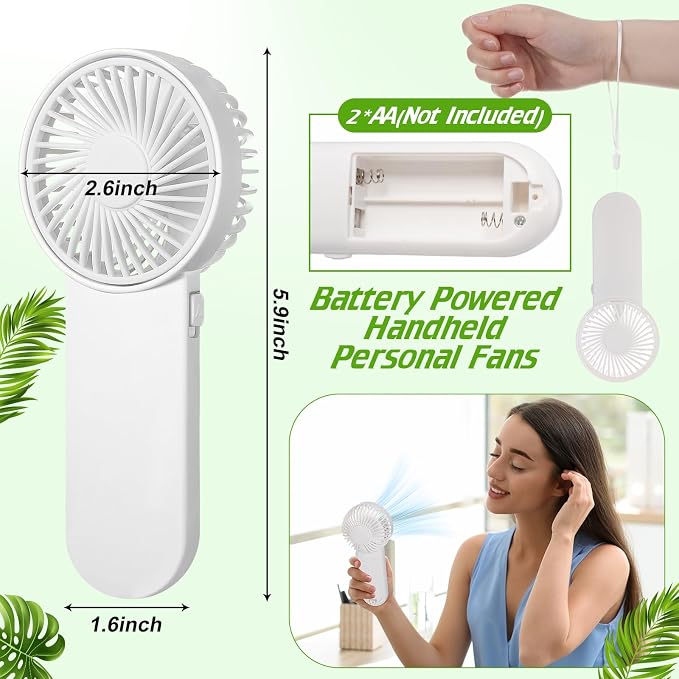 Sumind 6 Pcs Small Personal Portable Fan Mini Handheld Bulk 1 Speed Electric Cute Battery Powered for Neck Lash Makeup Women Men Travel Camping Indoor Outdoor Summer (White)