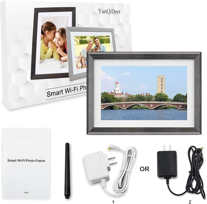 Frameo Digital Picture Frame WiFi 10.1 inch IPS Touch Screen HD Display,16GB Storage, Auto-Rotate,Easy Setup to Share Photos or Videos via Frameo APP