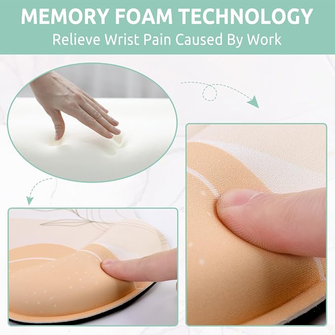 KONVINIT Ergonomic Mouse Pad with Wrist Rest, Small Mousepad with Non-Slip Rubber Base and Smooth Surface, Blue Mouse Pads for Desk, Office Desk Accessories
