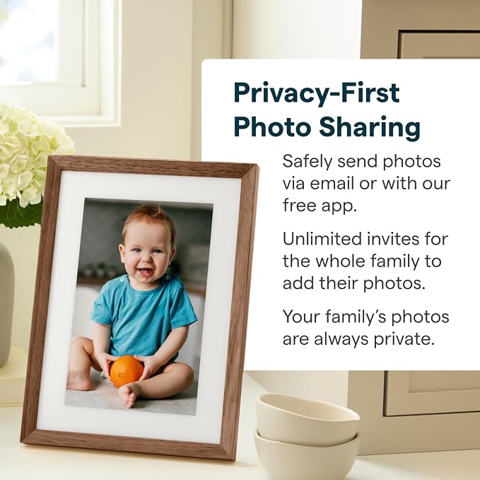Skylight Digital Picture Frame 2 – 10" Full HD Wi-Fi Touch Screen, 16GB Digital Photo Frame, Load Photos & Videos Directly from Phone, Anti-Glare – Ideal for Personalized Gifting, Walnut
