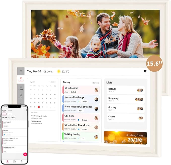 Digital Calendar, Electronic Calendar with 15.6-inch Touch Screen,32GB Smart Calendar, Work and Family Planner, Also Functions As a Digital Picture Frame,Best Gift for Your Loved Ones