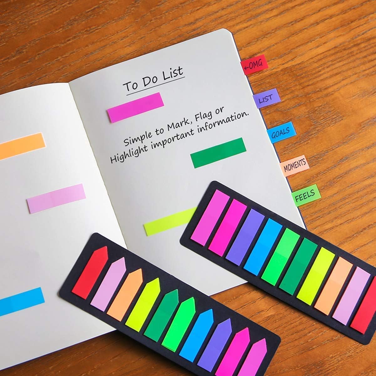 KICNIC 3000 Pieces Page Markers Sticky Index Tabs, Arrow Flag Tabs Self Adhesive, Colored Notes Tab Stickers for Notebook, Documents, Books [10 Colors, 3 Designs] Sticks Securely, Removes Cleanly