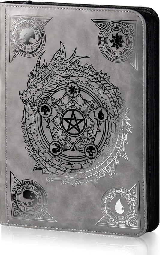 Trading card binder,Ringless Zip laser foiling Binder,540 Double Sided Pocket Collectible Trading Card Albums for YGO,MTG, DTCG,Sport Card, Game Cards (MTG Gray)