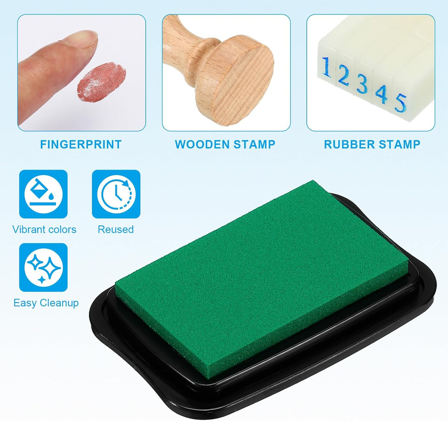 PATIKIL 3"x2" Large Stamp Pad, 2Pcs Washable Craft Ink Pad for Rubber Stamp Card Making Stamping Scrapbook Fingerprint Handprint, Dark Green/Black