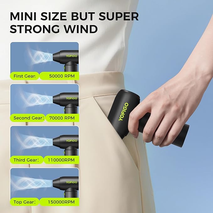 Electric Air Duster, Compressed Air Duster 2-in-1 Cordless Mini Vacuum 130,000 RPM 4400mAh Rechargeable PC Keyboard Cleaner for Computer Car Camera Camping (C4)