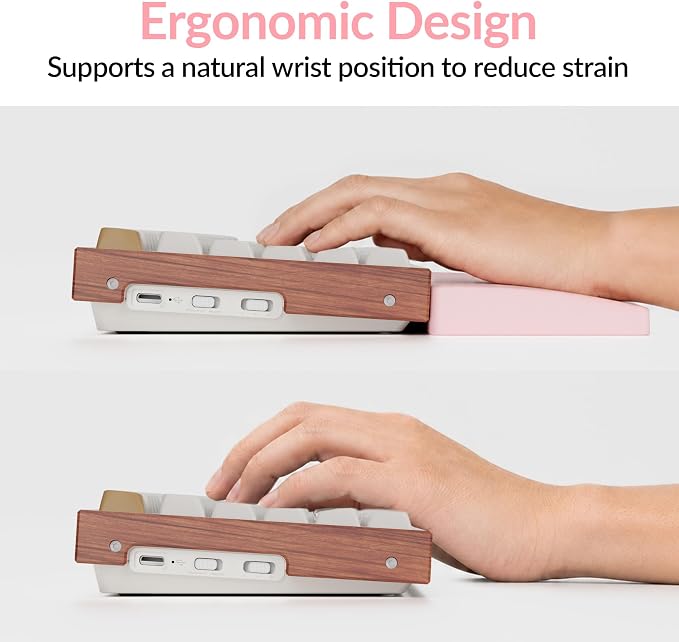 Keychron Silicone Wrist & Palm Rest, 17.6" Full Size for K10 Pro / K10 Max, Q6/V6 Series (Pro/Max/Ultra/HE), Washable, Non-Slip Base, Typing Support, Light Pink