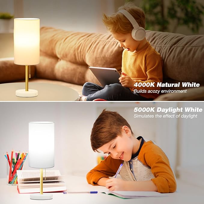Dicoool 17" Bedside Table Lamp for Bedroom, Marble Desk Lamp with USB Ports | 17" Tall Night Stand Lamp, Luxury Marble Base, USB A+C Ports, 3 Color Temperatures, LED Bulb Included