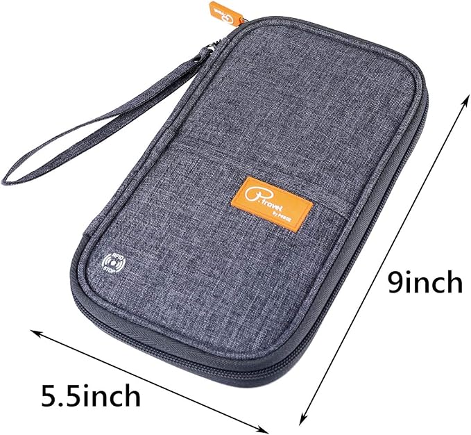 VanFn RFID Travel Passport Wallet, Family Passport Holder, Trip Document Organizer P.Travel Series (Grey)