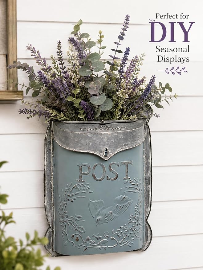 I Vintage Style Post Box I Nostalgic Charm Home Decor I Farmhouse Design I 15.9" Height x 11" Wide (Blue)