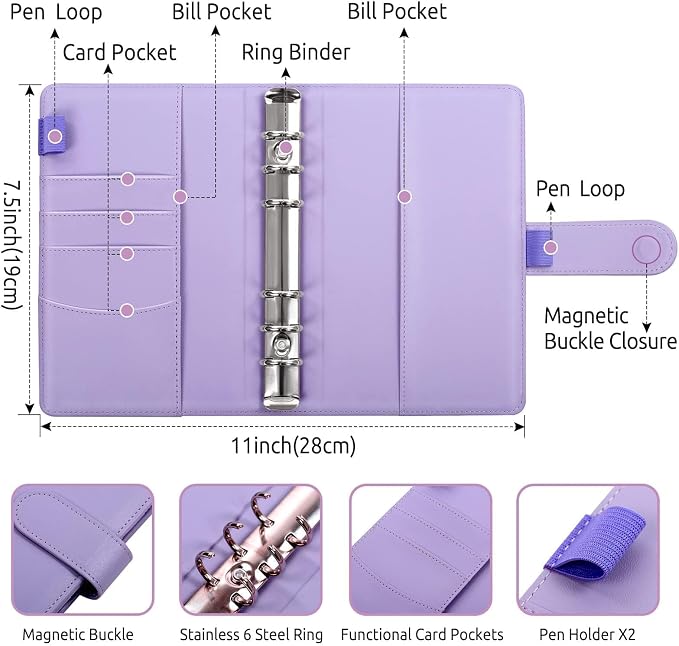 SKYDUE Budget Binder, Money Saving Binder with Zipper Envelopes, Cash Envelopes and Expense Budget Sheets for Budgeting