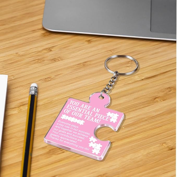 Team Appreciation Gifts Bulk Thank You Keychains for Coworkers | Gift Set for Employee, Staff, Teachers, Teamwork Puzzle Piece Keyring, Acrylic