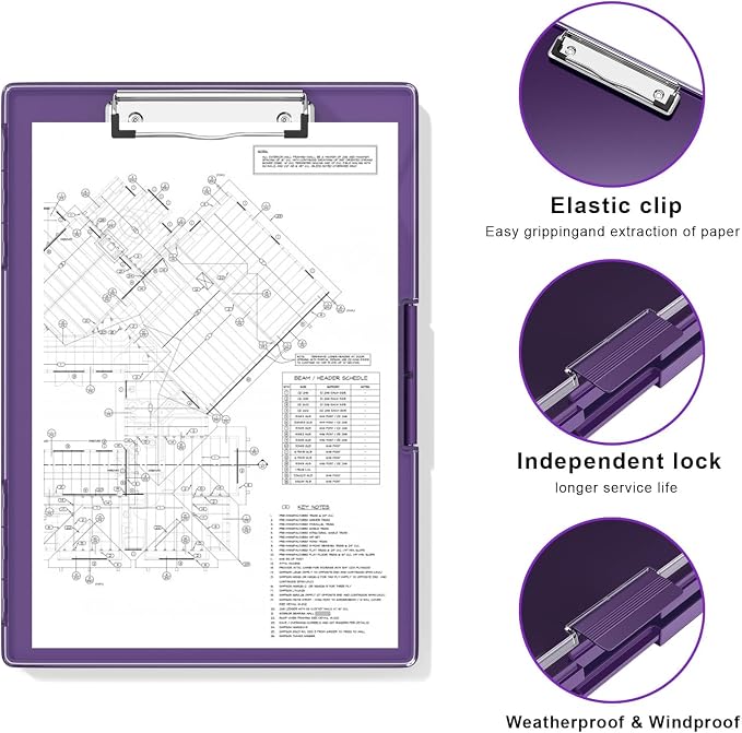Hongri Clipboard with Storage, Purple 8.5 x 11 Clip Board, Dual Compartmen | Folder Nursing Side Opening, Heavy Duty Organization Box, Smooth Writing for Teachers, Classroom, Size 13.3 x 9.4 x 1.5 in