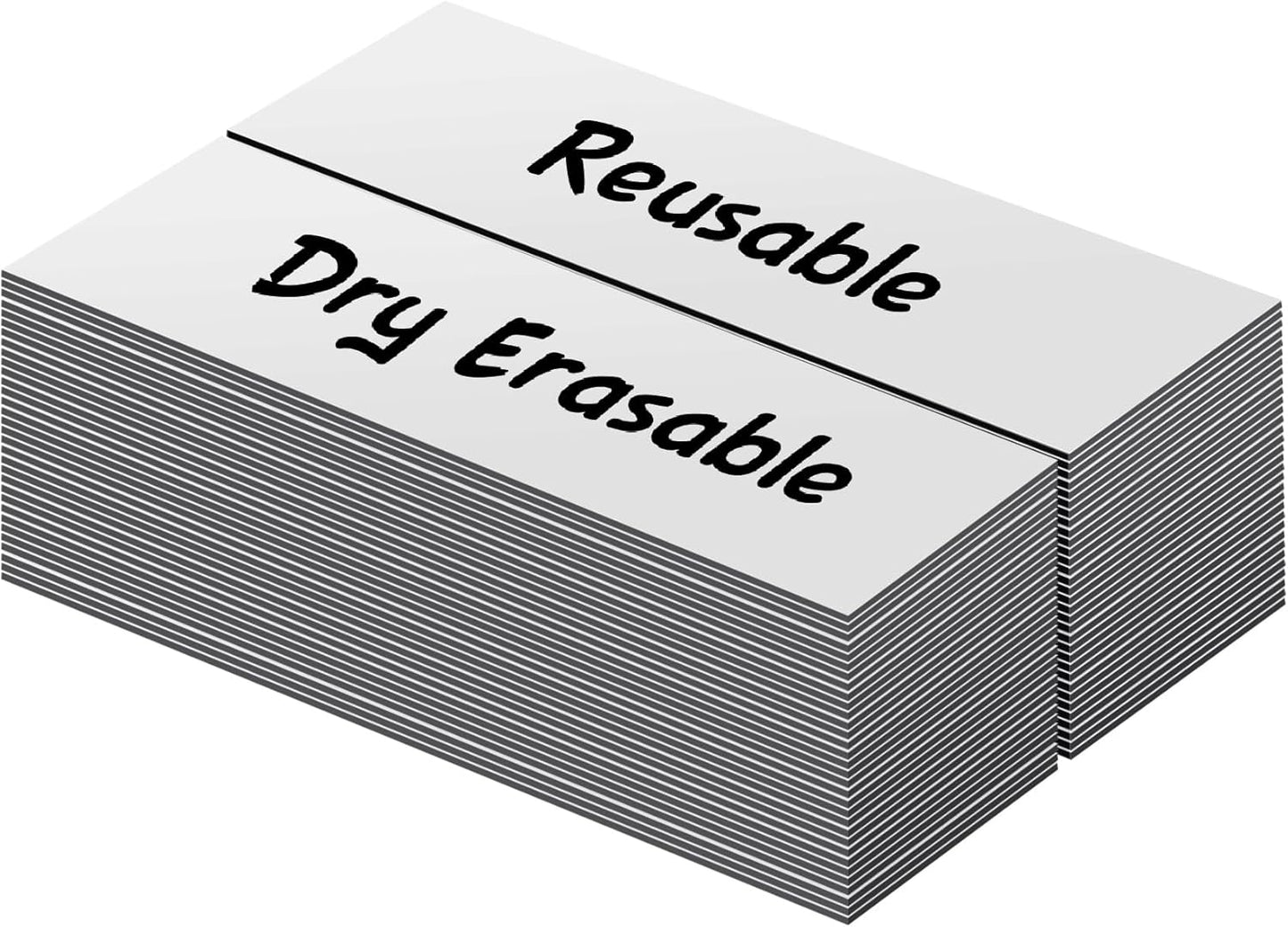 LLPT Dry Erase Magnetic Labels 0.5" x 2" 50 Packs Blank Writable Magnet Stickers Reusable for Refrigerator Shelf Whiteboard Toolbox Craft and Other Metallic Surfaces White (DML0520WT)