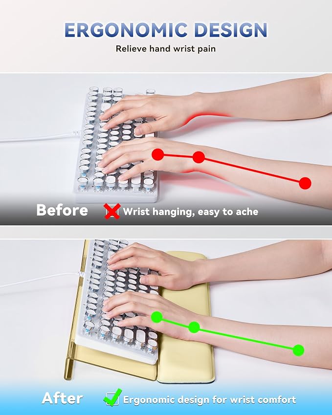 Laborio Computer Keyboard Wrist Rest, Keyboard Riser Stand for Desk(Beige) | Ergonomic Acrylic Keyboard Holder, Non-slip Wrist Pad, Pain Relief for Typing, Multiple Colors