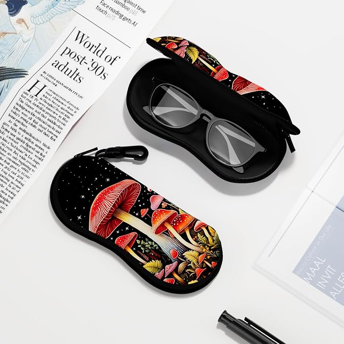 Sunglasses Soft Case, Ultra Light Portable Neoprene Zipper Glasses Case for Men Women