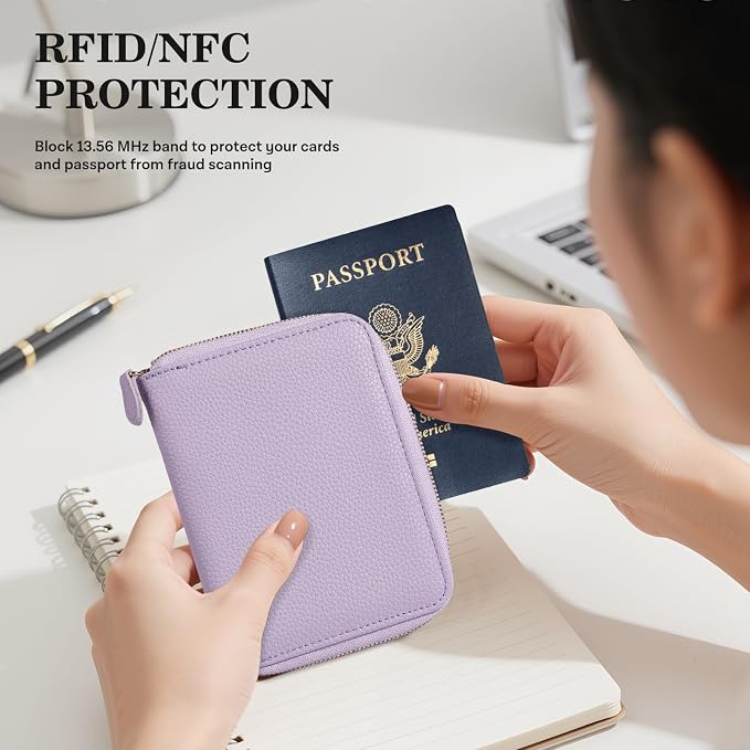 CoBak Passport Holder Cover with Safe Zipper Closure | Premium Passport Wallet for Travel, RFID Blocking Card Case, Waterproof Travel Accessories for Women
