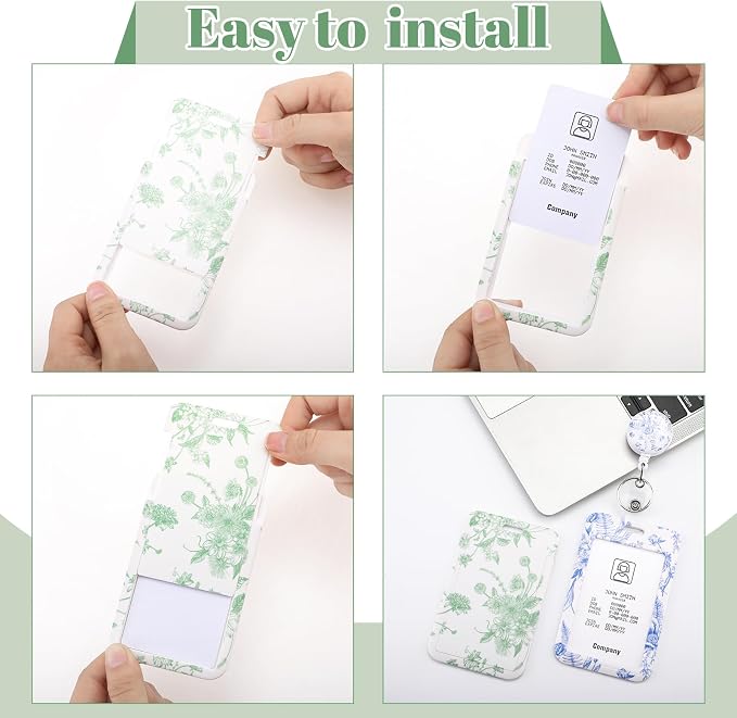 3 Set Floral Badge Holder Retractable Reel ID Badge Holders with Clip Cute Badge Holders for Teacher Nurse Doctor Student Office