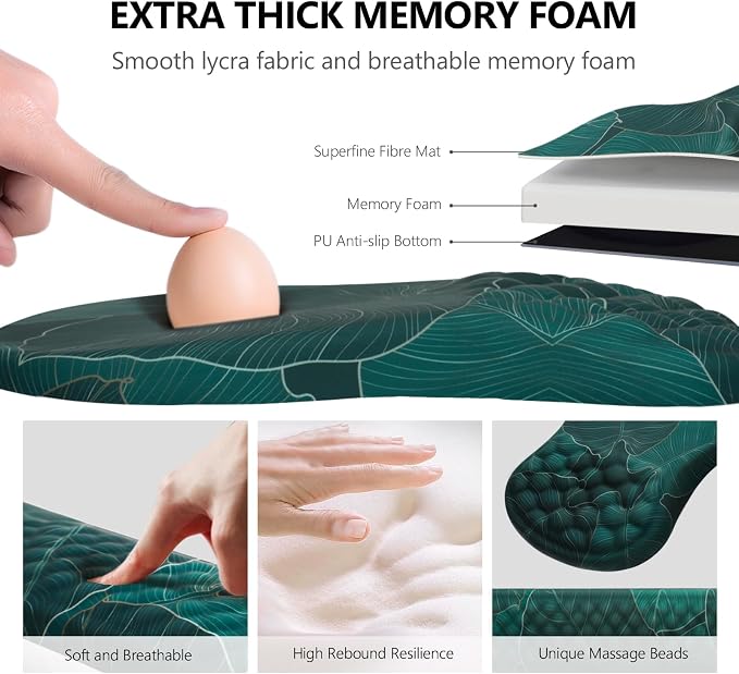 Ergonomic Mouse Pad with Wrist Support and Keyboard Wrist Rest Set | Memory Foam Wrist Cushion, Non-Slip PU Base, Massage Design, Relieves Wrist Pressure for Work, Gaming & Office Use