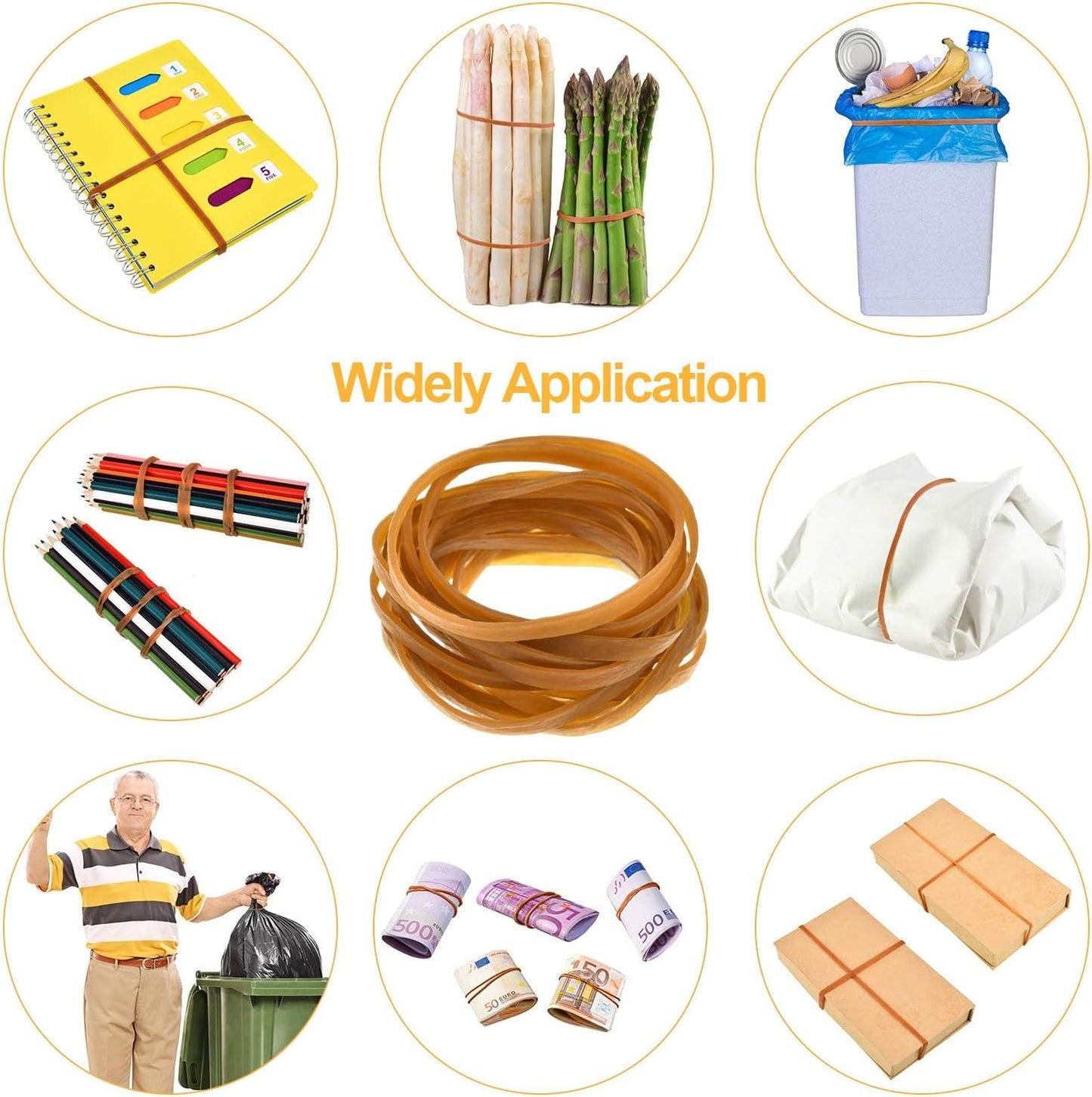 3-1/2" x 1/2'' - Size #84 - Rubber Band Depot - Wide Bands - Everyday Rubber Bands, Business Bands - Approximately 40 Per Bag - 1/4 Pound Bag