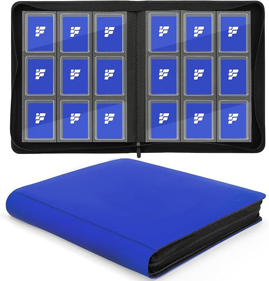 Top Loader Binder, Holds 288 Cards in 3"x4" Toploaders, Trading Card Binder 9 Pocket for TCG, MTG, YGO, Game Cards, Sports Cards(Blue)