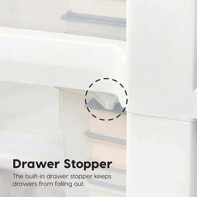 IRIS USA 3-Drawer Slim Narrow Storage Organizer, 2-Pack, White/Clear | Organize craft supplies, school essentials, beauty items, and small household accessories with compact drawer storage