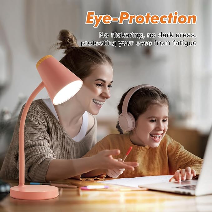 EJIAXIN Desk Lamps for Home Office - Small LED Desk Lamp Touch Dimmable Reading Light for College Dorm Room - Adjustable Flexible Gooseneck Table Lamp for Bedside Bedroom Nightstand Pink