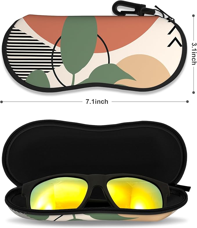 Sunglasses Soft Case, Ultra Light Portable Neoprene Zipper Glasses Case for Men Women