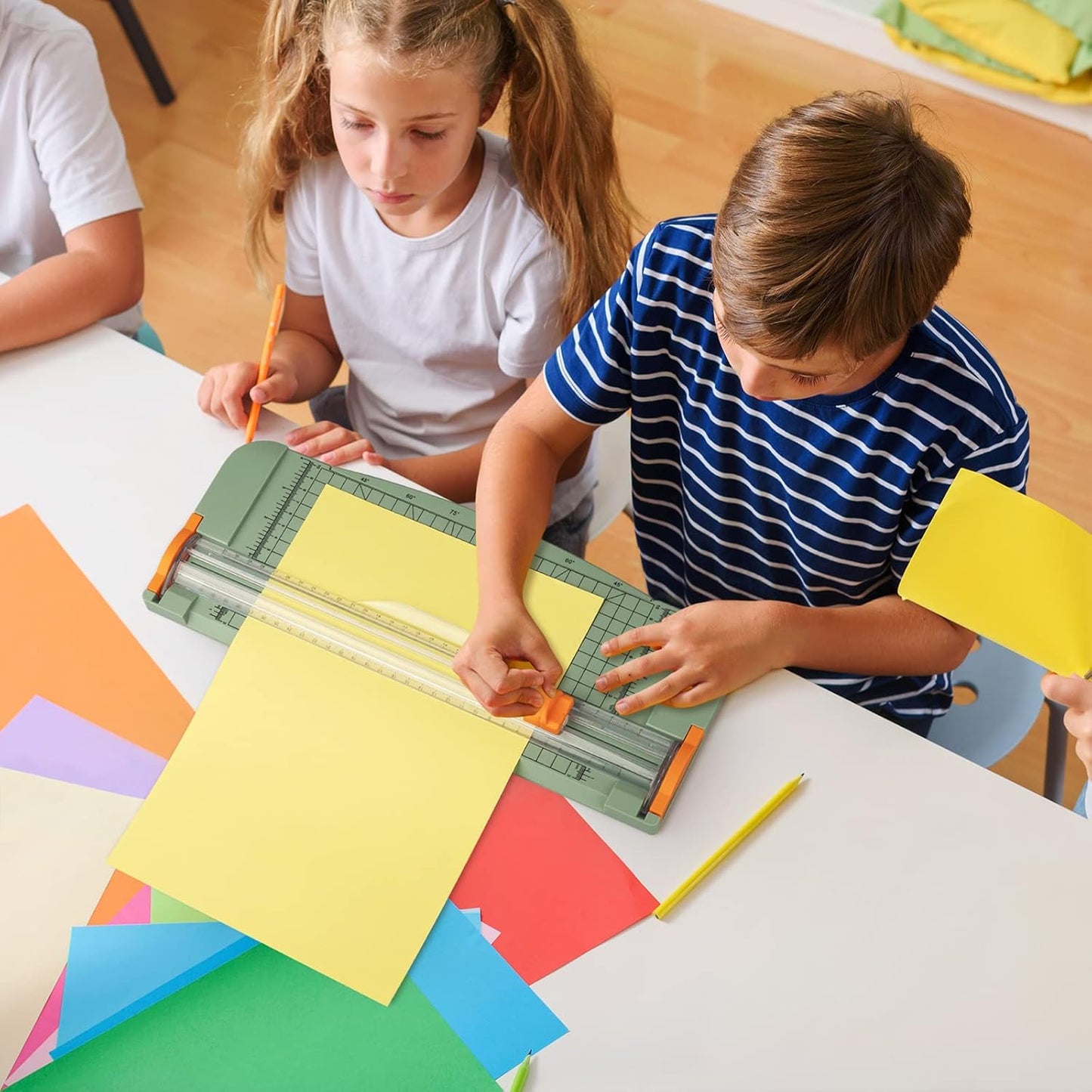 Firbon A4 Paper Cutter 12 Inch Titanium Straight Paper Trimmer with Side Ruler for Scrapbooking Craft, Paper, Coupon, Label, Cardstock (Morandi)