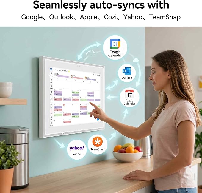 12.3" AI Digital Calendar, Smart Family Calendar Wall Touch Screen, Auto Sync with Google, iCloud & Outlook, Digital Wall Planner, Voice & Video Calling, Shared Tasks & Lists, Weather & Photo Frame
