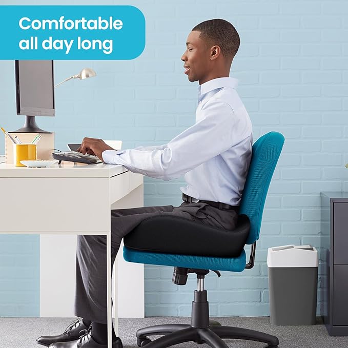 Benazcap Memory Foam Seat Cushion for Office Chair, Ergonomic Chair Cushions for Tailbone Pain Relief, Sciatica & Back Support, Office Chair Cushion & Car Seat Cushion