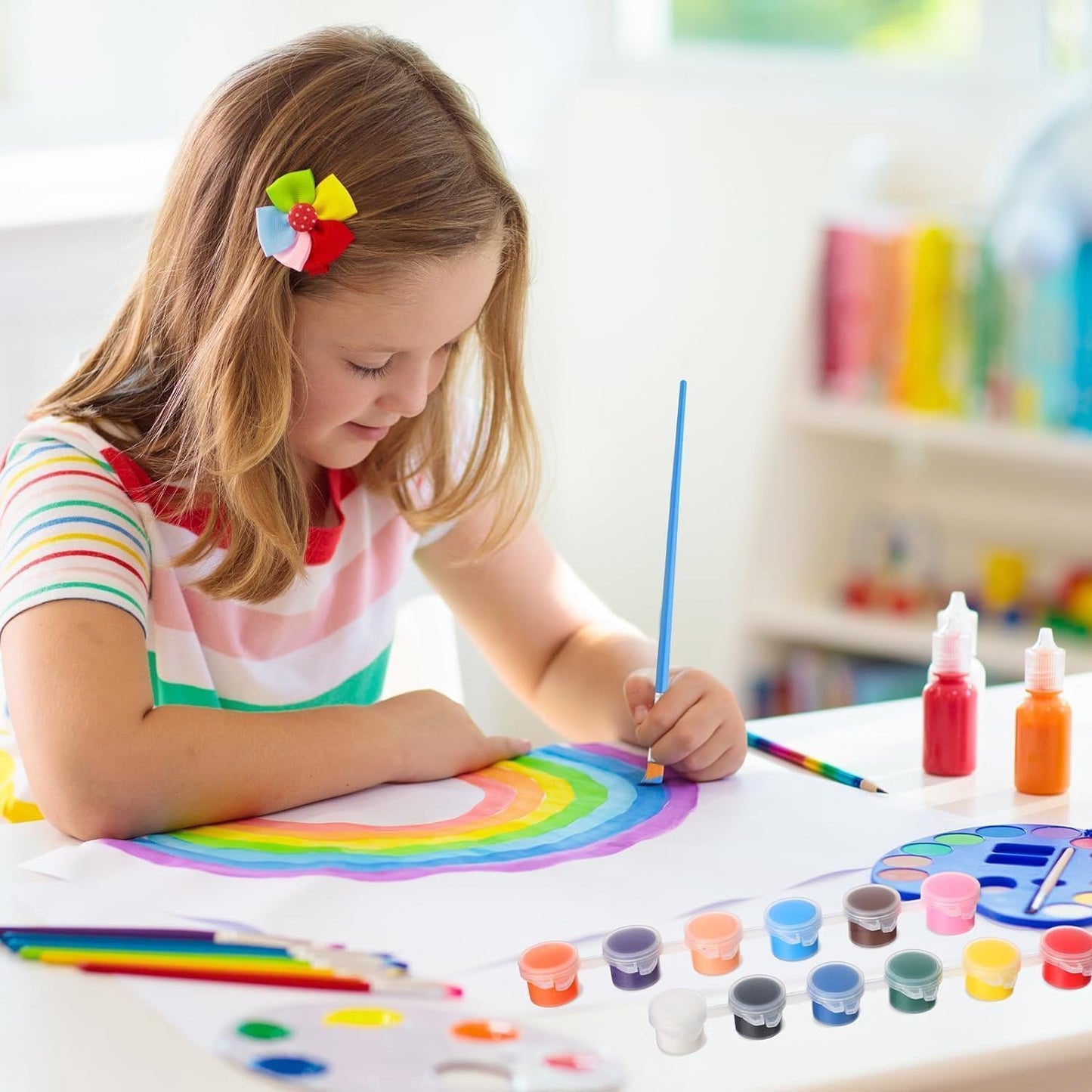 30 Pack Mini Acrylic Paint Set,12 Color Acrylic Paint Strips with 60Pcs Painting Brushes for Kids&Adults, 420 PCS Kids Paint Set Container Strips Storage for Home Classroom Party Favors Birthday Gifts