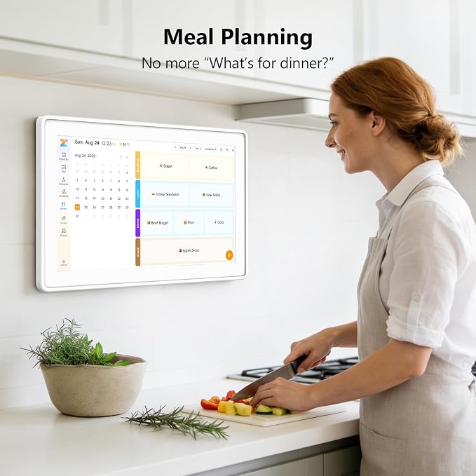 Kinstone 15.6" Digital Calendar, No Subscription Smart Wall Planner, Digital Photo Frame, Interactive Touchscreen Display with Sync for Chore Chart, Meal Planner, Task&Reward, Wall & Desk Mountable