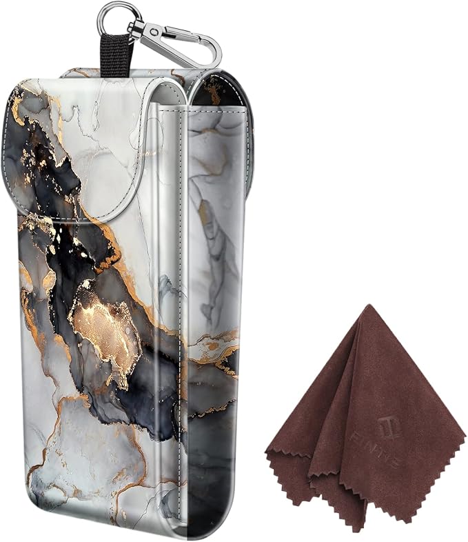 FINTIE Double Glasses Case with Carabiner Hook, Portable Vegan Leather Eyeglass Case Anti-scratch Sunglasses Pouch