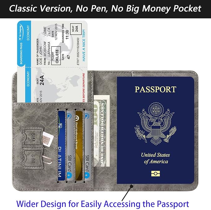 Passport Holder, Travel Essentials, Passport Cover, RFID Travel Wallet | Passport Wallet, Travel Accessories, RFID Blocking, Synthetic Leather Card Case, International Must Haves, For Women Men