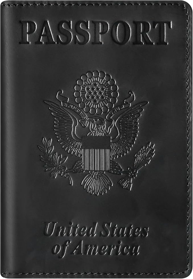 BIAOTIE Premium Leather Passport Holder Covers, Rfid Travel Wallet Passport Document Holder, Travel Essentials Wallet Cover Case for Men and Women (Black)