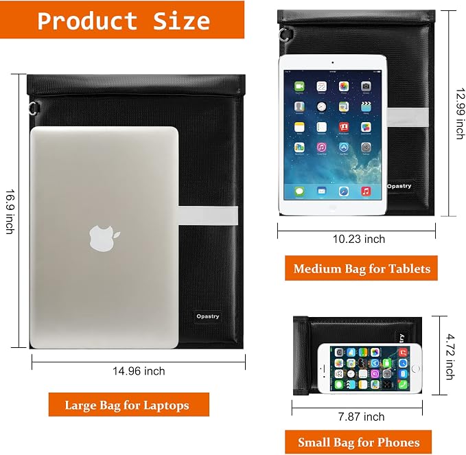 4 Pack Faraday Bags EMP Proof, Faraday Bag for Laptops & Tablets & Phones & Key Fob, Anti-Tracking Fireproof & Waterproof