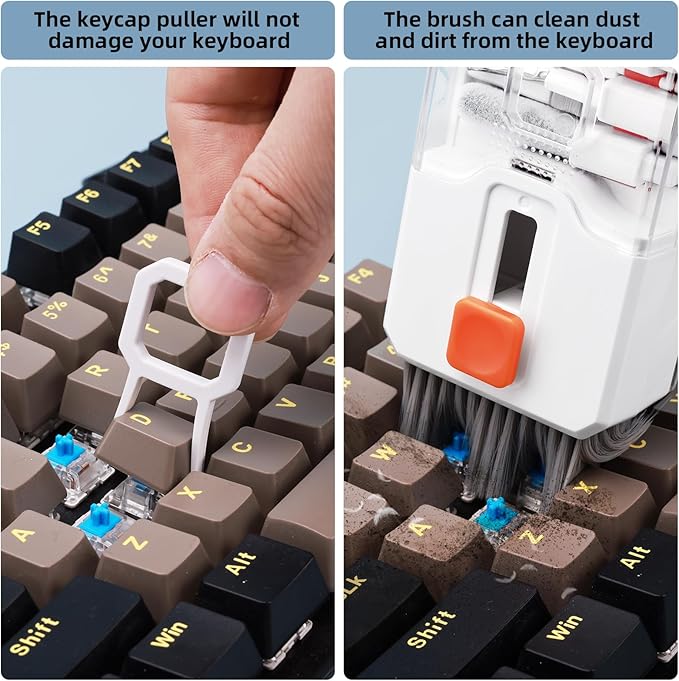 2 Pack Keyboard Cleaner & Laptop Cleaning Kit, All-in-1 for Computer PC | Electronics Deep Cleaning Reusable Brush Tool, Screen-Safe Spray, for iPhone iPad Macbook Airpod Camera, Gaming Accessories
