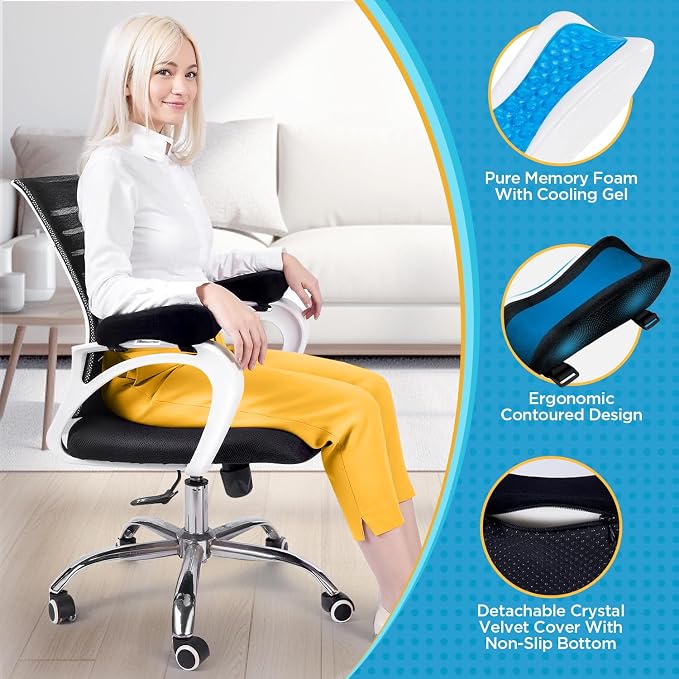 BEAUTRIP Ergonomic Armrest Pads- Office Chair Arm Rest Cover Pillow - Elbow Support Cushion for Computer, Gaming and Desk Chairs (Set of 2)