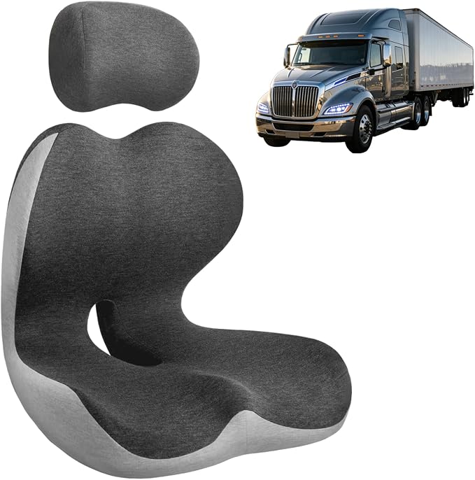 Truck Driver Seat Cushion, Cushion for Car Seat Driver for Comfort. | Integrated lumbar-hip cushion with sync support relieves long-sitting pain, reduces coccyx & ischial pressure.