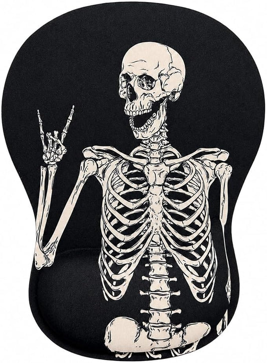 Mouse Pad with Wrist Rest Ergonomic Memory Foam Support, Non-Slip Rubber Base, Comfortable Typing Cushion for Home Office Computer Laptop, Human Skeleton