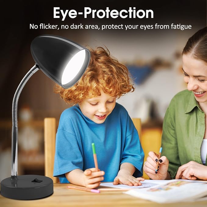 E ENERGETIC LIGHTING LED Desk Lamp, 3.5W 240LM 4000K Cool White Study Lamps for Bedroom and Office, Eye Protection, ETL Listed, Black Table lamp