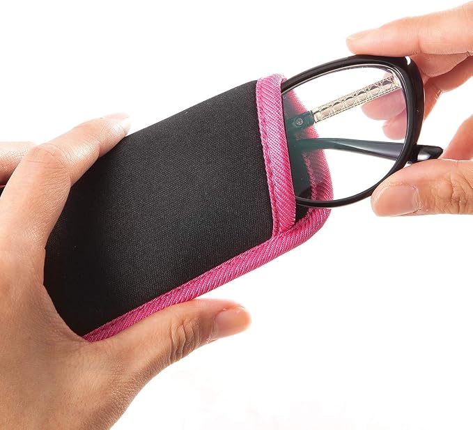 TRIUMPH VISION 3 Pack Reading Glasses Pouch Soft Case Eyeglass Sleeve Slim | Alternative to Bulky Case in bag, Lightweight Lined Padded Protect Optical lens Slip in, Cute Pattern Portable for Daily Use