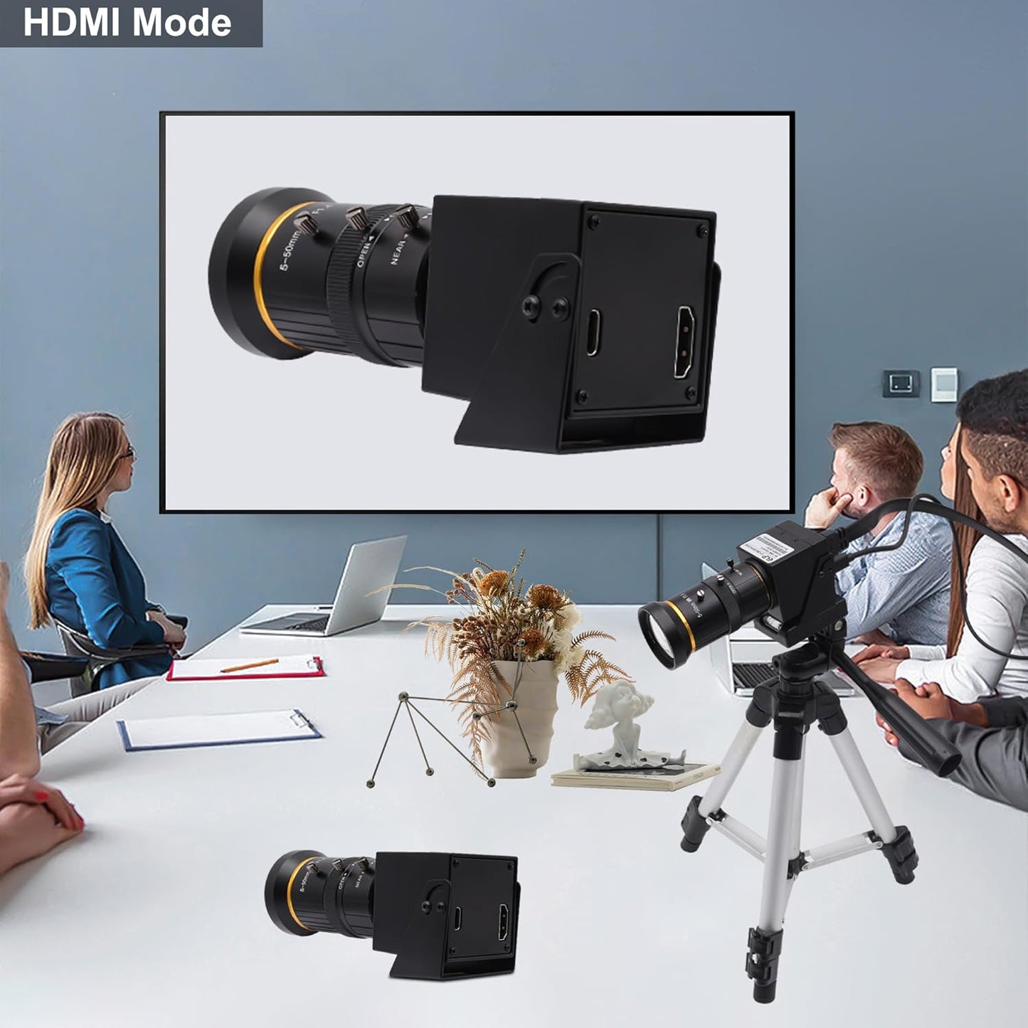 SVPRO HDMI Camera 4K USB Camera HD Streaming Webcam with 5-50mm Telephoto Zoom Manual Lens Industrial Camera CS Mount 10X Optical Zoom Camera for PC Computer,Laptop,Monitor,TV