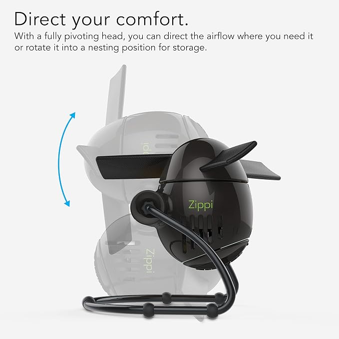 Vornado Zippi Small Personal Fan, Foldable Cooling for Desk, 2 Speed Settings, Soft Nylon Blades, Directable Airflow, Compact Design, Perfect Fan for Office and Bedroom, Multiple Color Options, Black