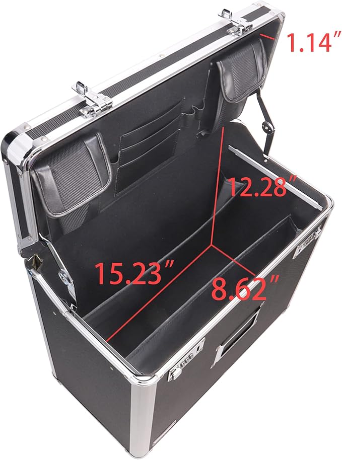 Vaultz Locking Mobile Business Case, Legal Size, Black, 14.5 x 13.5 In | Key lock securely closes case for documents on the go, legal-size interior fits letter and legal paperwork, durable case