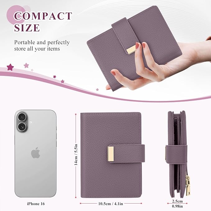 BKNOOU RFID Blocking Passport Holder with Airtag Slot- Leather Travel Passport Wallet for Women, Slim Bifold Travel Passport Holder Holds Cards & Tickets & Cash (Light Purple)