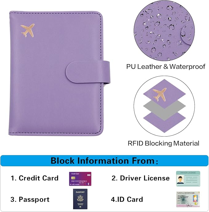 Melsbrinna Premium Leather Passport Holder Covers Case, Waterproof Rfid Blocking Travel Wallet Passport Holder with Pen Holder, Cute Passport Book for Women/Men